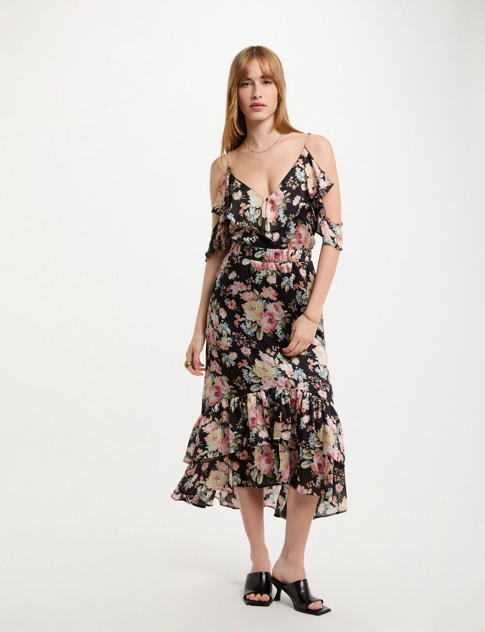 Top mit Print und Volants mehrfarbig damen
