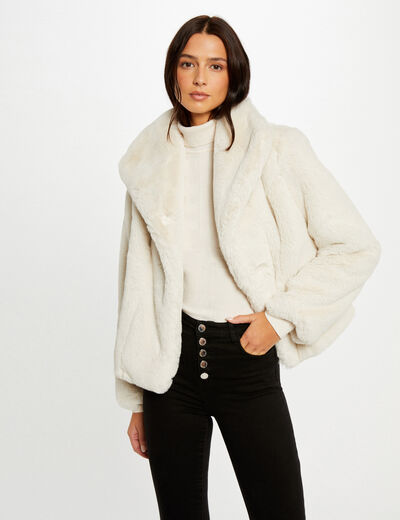 Mantel aus Kunstpelz elfenbein damen