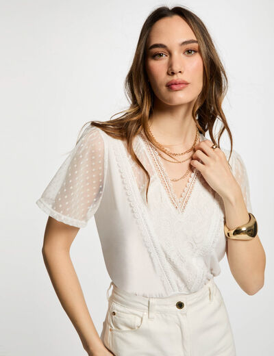 T-shirt manches courtes blanc femme