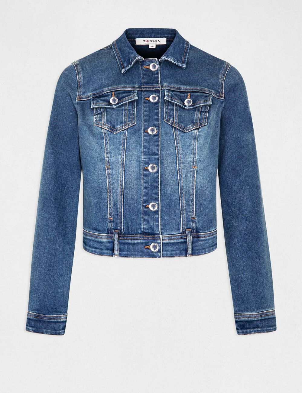 Gerade gekn&ouml;pfte Jeansjacke stone-denim damen
