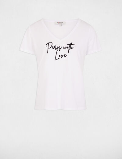 T-Shirt mit Aufschrift weiss damen