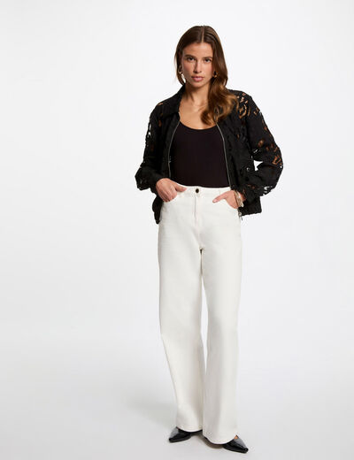 Kurze Jacke mit Spitze schwarz damen