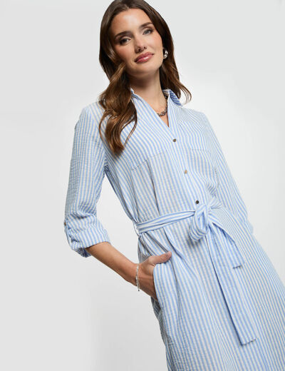 Robe droite rayée bleu femme