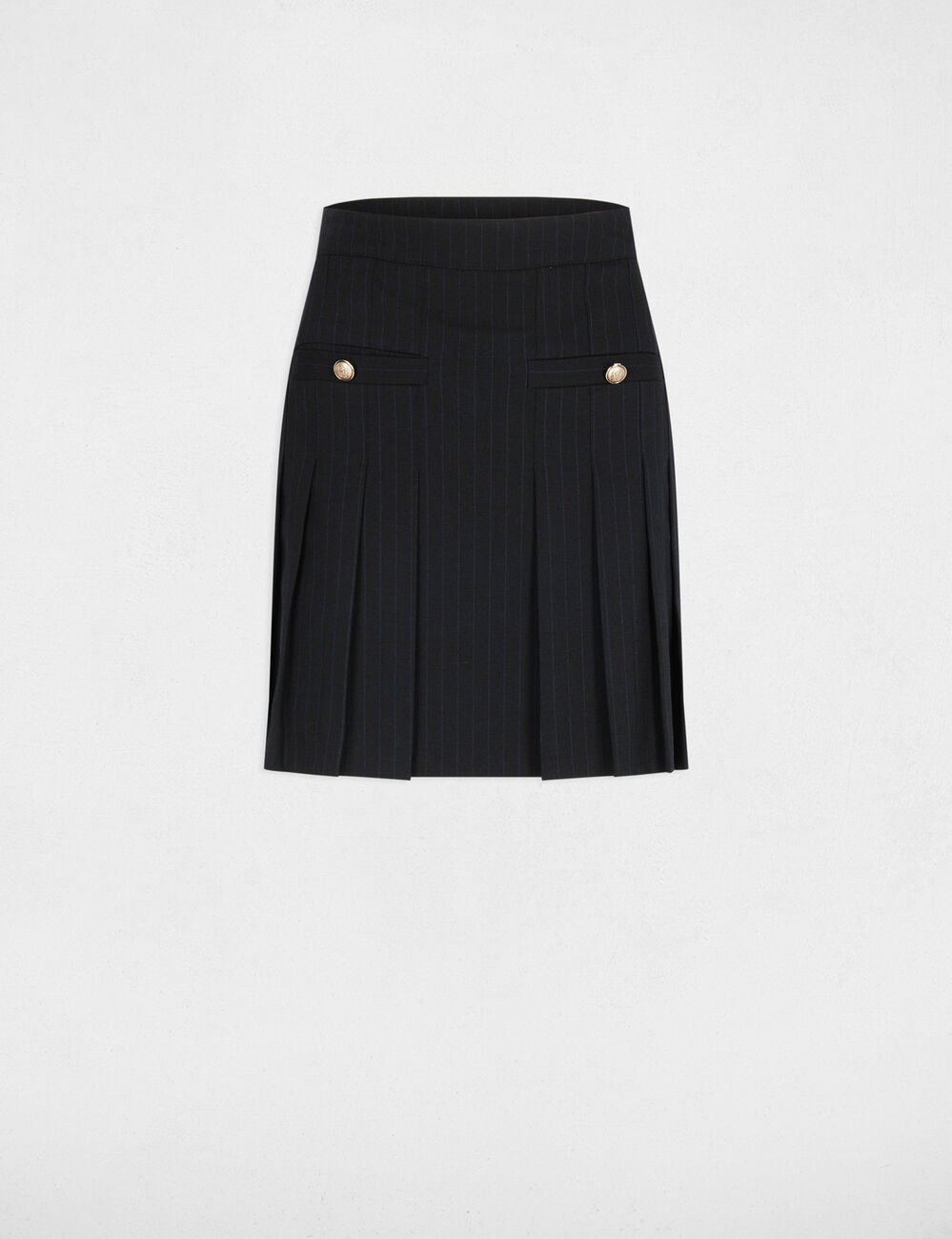 Jupe courte pliss&eacute;e bleu marine femme