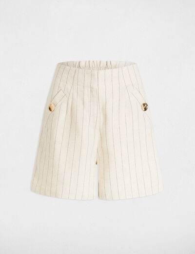 Gestreifte High-Waist-Shorts beige damen