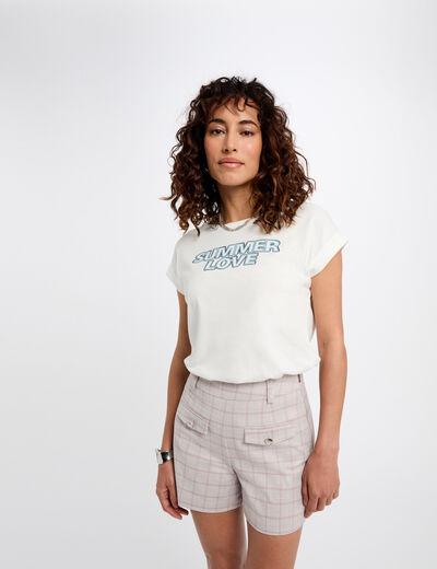 T-shirt à inscription blanc femme
