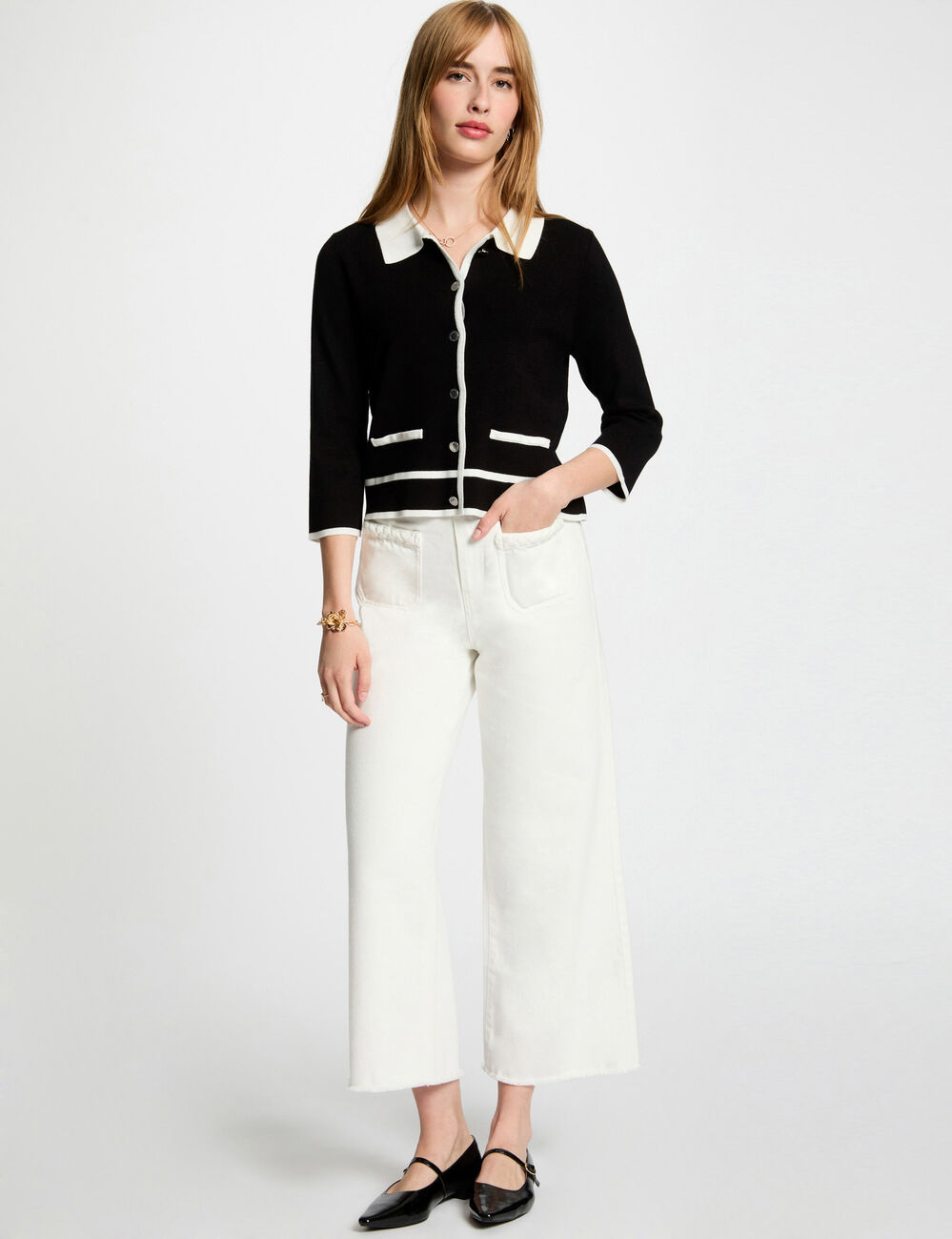 Gilet manches 3/4 noir femme