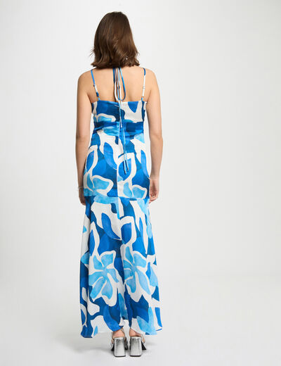 Robe longue droite imprimée multicolore femme