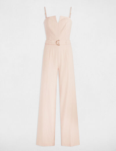 Combinaison longue rayée rose clair femme