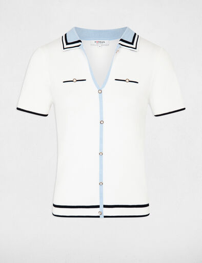 pull col polo manches courtes ivoire femme Pull col polo manches courtes ivoire femme
