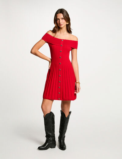 Kurzes Strickkleid in A-Linie rot damen