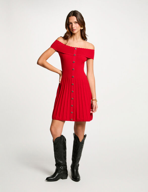 kurzes strickkleid in a linie rot damen Kurzes Strickkleid in A-Linie rot damen