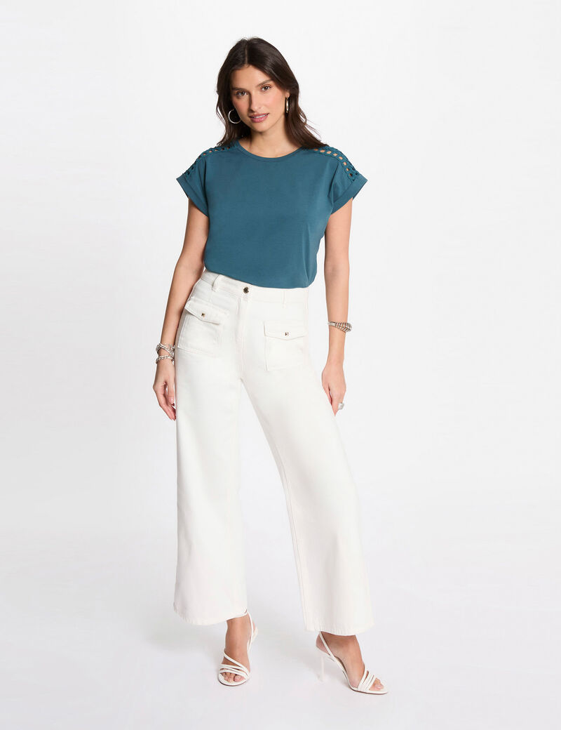T-shirt manches courtes bleu pétrole femme