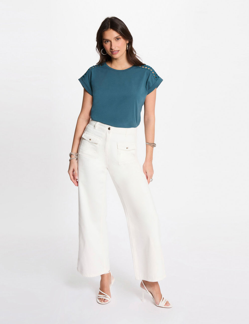 T-shirt manches courtes bleu pétrole femme