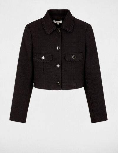 Kurze Tweedjacke schwarz damen