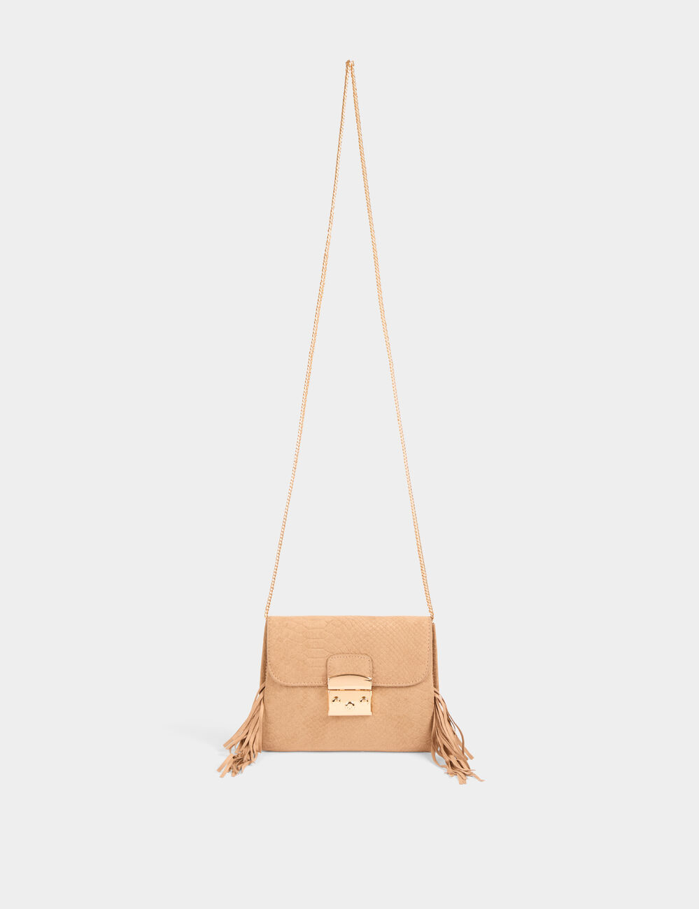 Clutch mit Fransen sandfarben damen