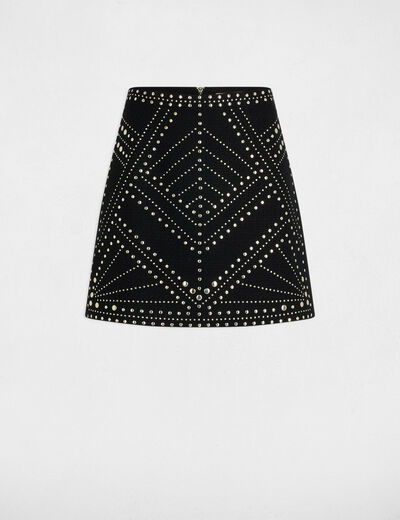 Jupe courte tweed clous noir femme