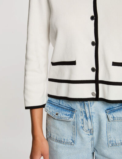 Gilet manches 3/4 blanc femme