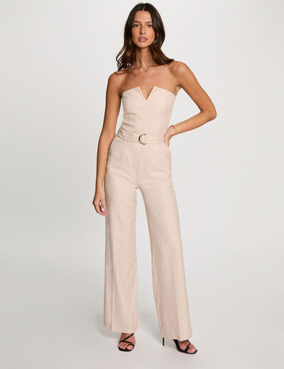 Combinaison longue rayée rose clair femme