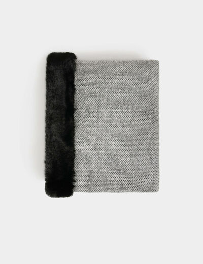 Cape avec détails imitation fourrure ecru femme