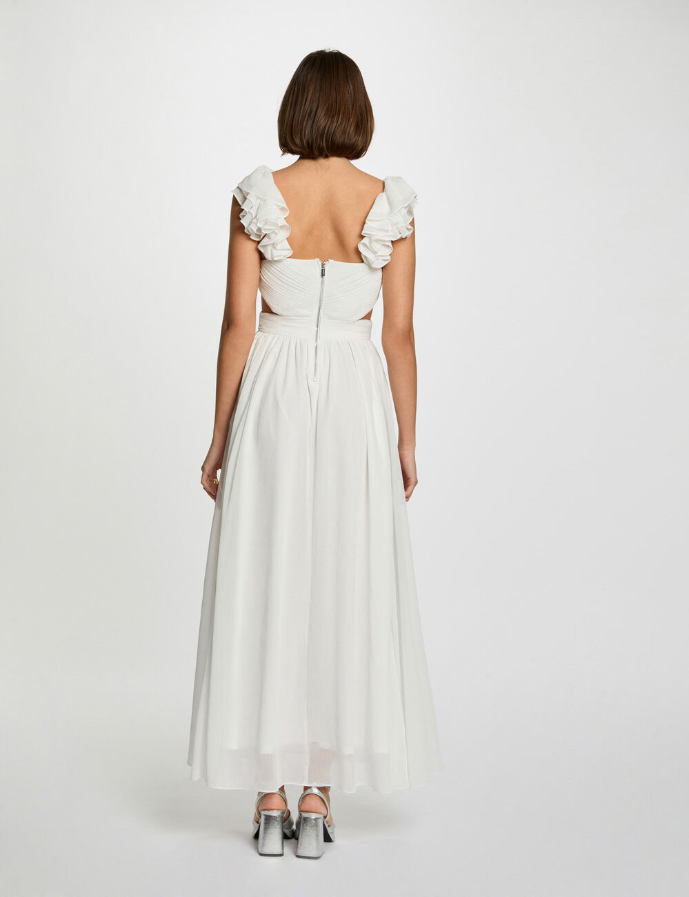 Langes, gerade fließendes Kleid weiss damen
