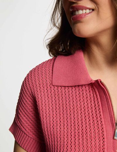 Rollkragenpullover mit Reißverschluss altrosa damen