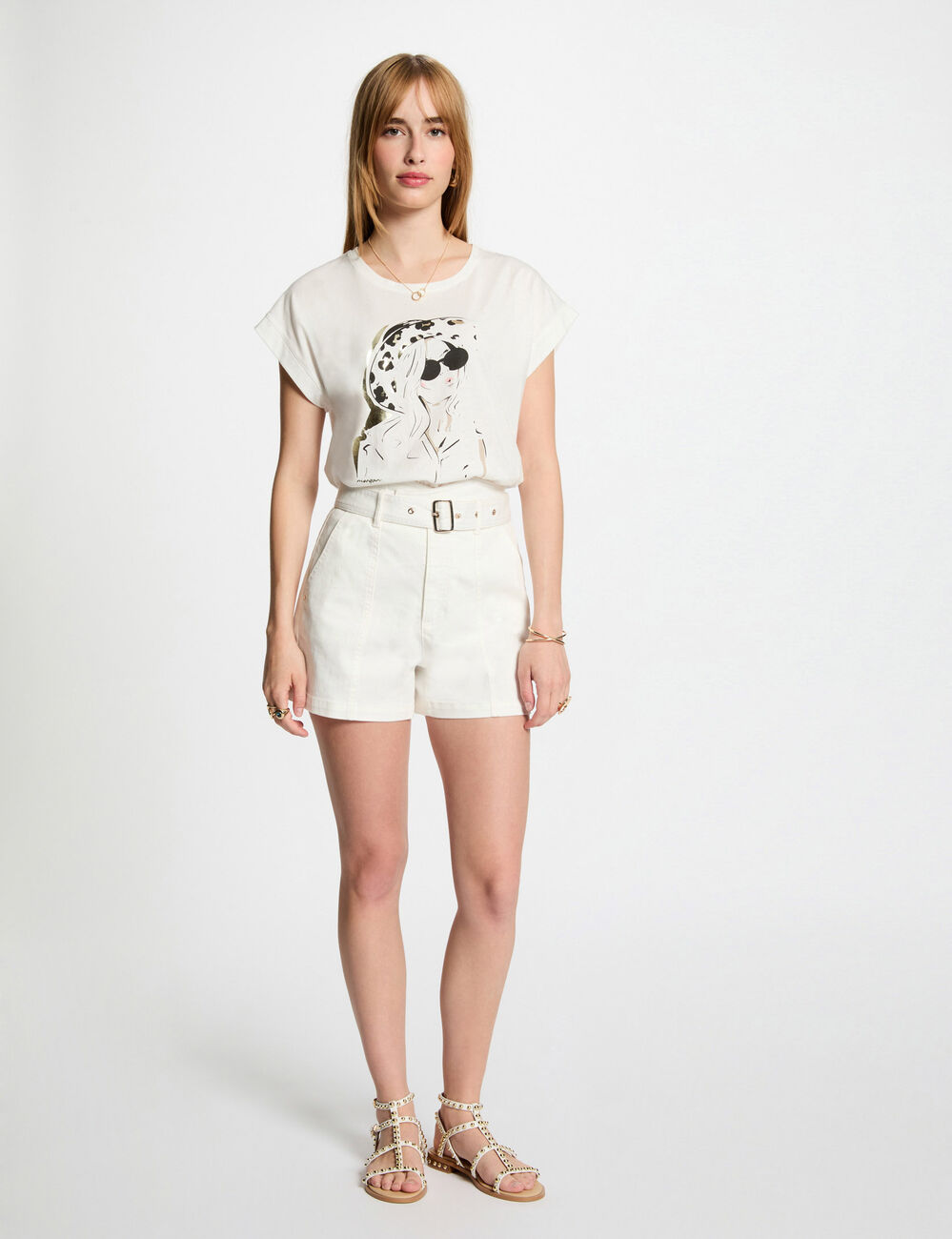 T-shirt mit Aufschrift weiss damen