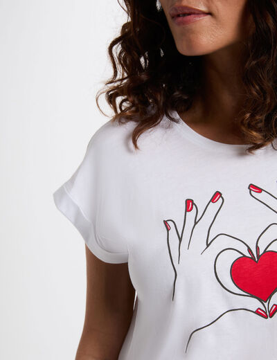 Kurzes T-Shirt weiss damen