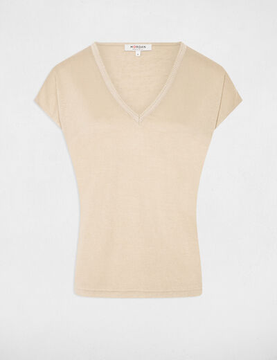 Kurzarm-T-Shirt sandfarben damen