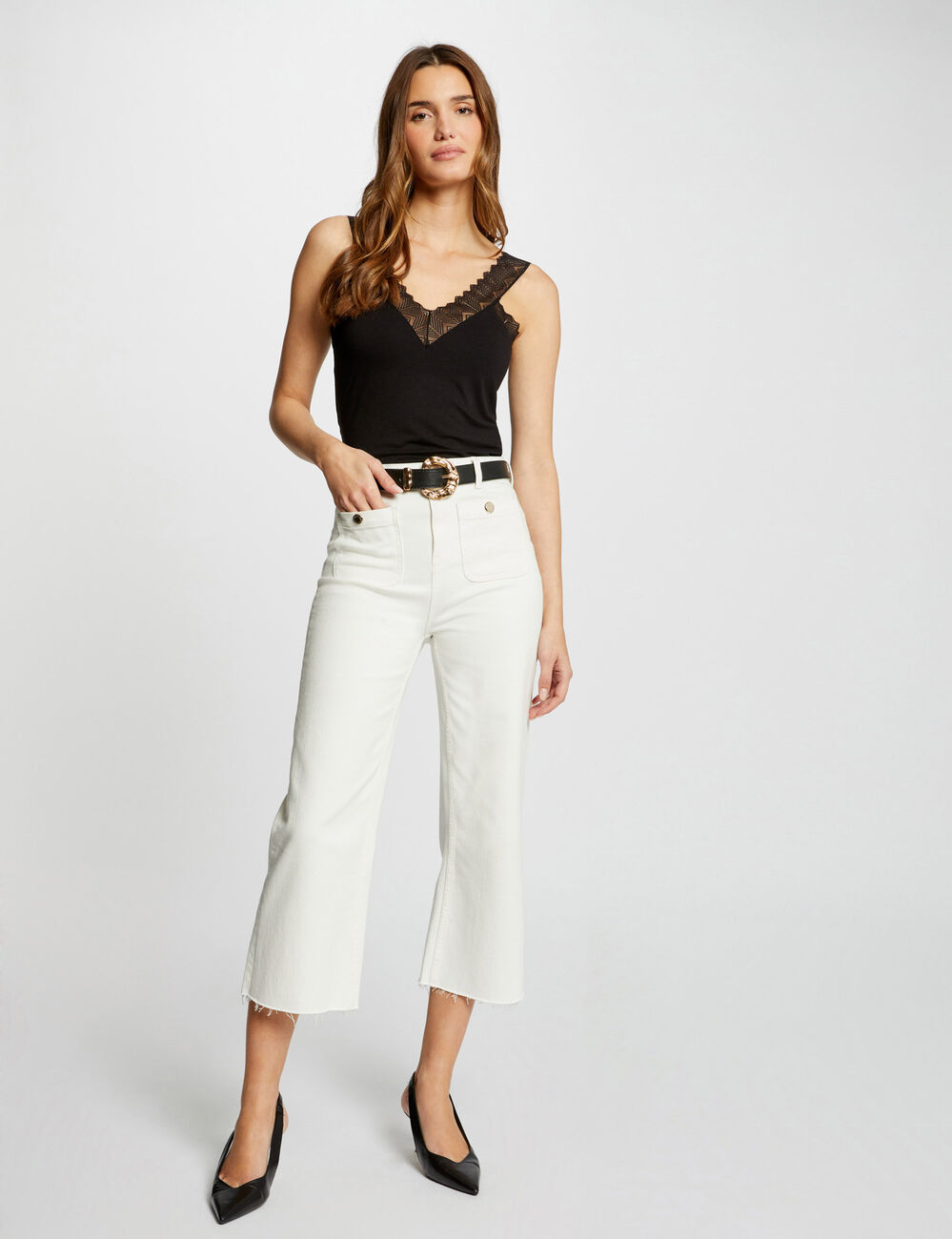Tanktop mit Spitze schwarz damen
