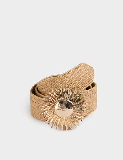 Ceinture large beige femme