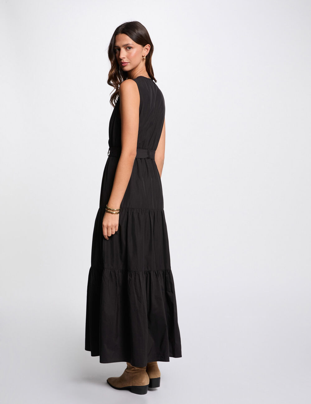 Langes, gerade geschnittenes Kleid schwarz damen