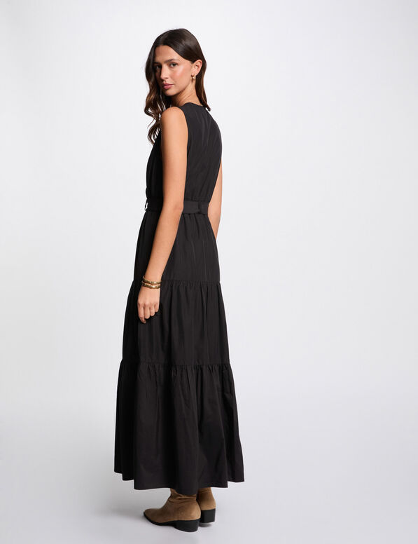 Langes, gerade geschnittenes Kleid schwarz damen