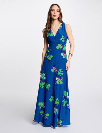 Langes, gerades, bedrucktes Kleid mehrfarbig damen