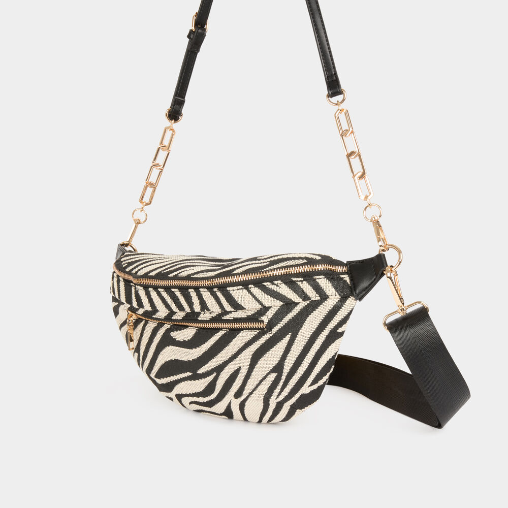 Gürteltasche mit Zebramuster elfenbein damen