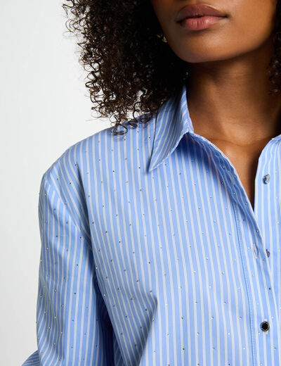 Chemise manches longues rayée bleu ciel femme