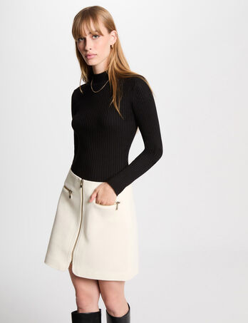 Pullover mit Stehkragen schwarz damen