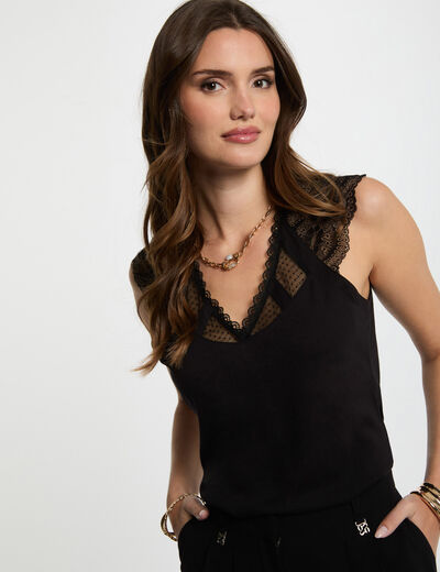 T-shirt manches courtes noir femme