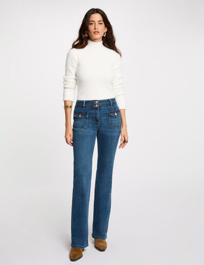 Bootcut Jeans Taschen Knöpfen stone denim damen