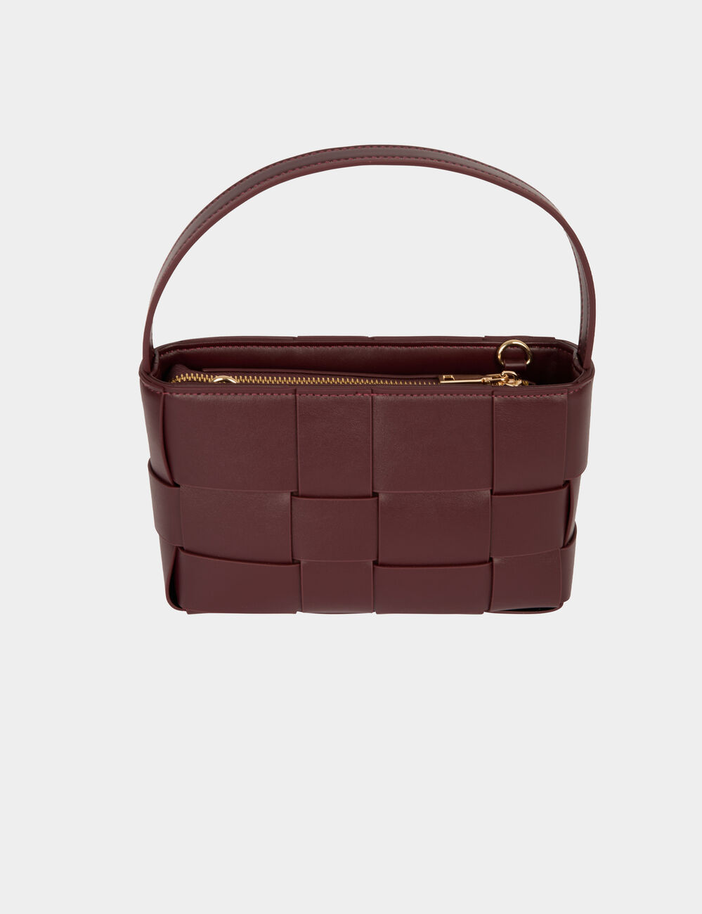 Sac tress&eacute; similicuir bordeaux femme