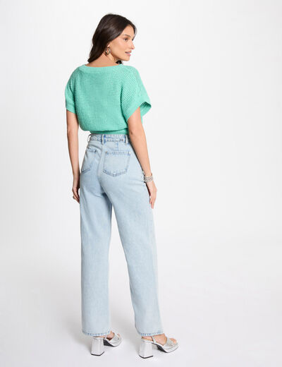 Pull manches courtes vert émeraude femme