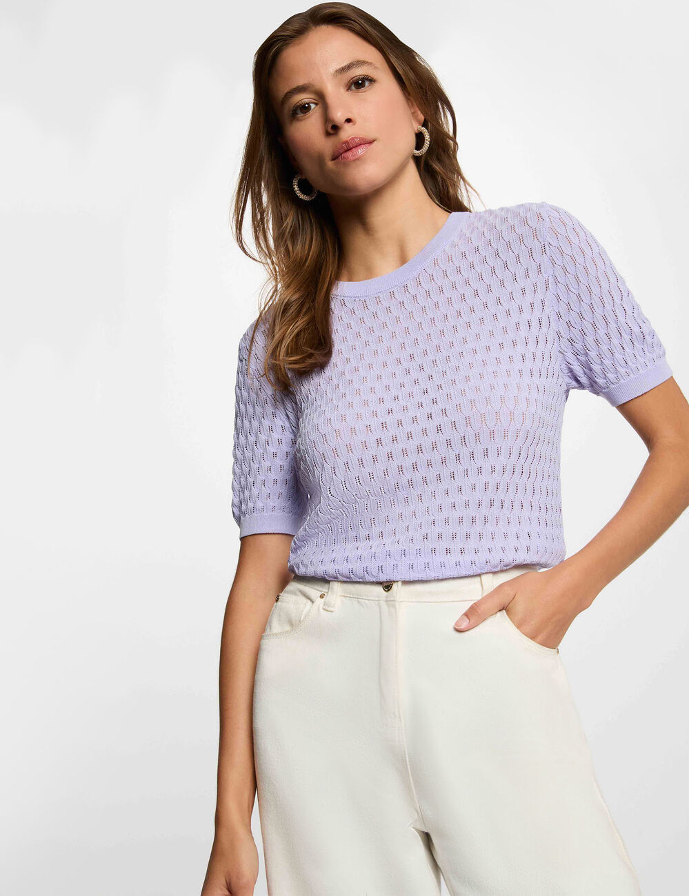 Leichter Pullover mit Rundhals mauve damen