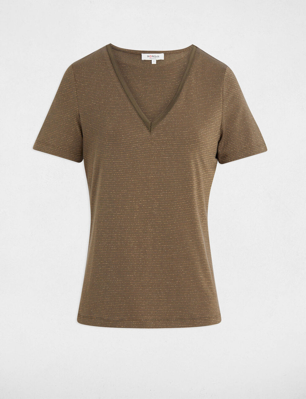 T-shirt manches courtes vert kaki femme