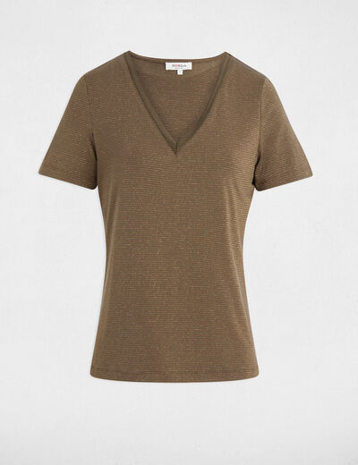 T-shirt manches courtes vert kaki femme