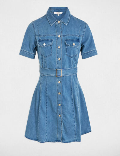 Kurzes Skater-Kleid aus Jeansstoff stone denim damen