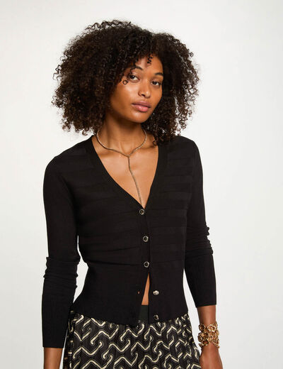 Strickjacke mit langen Ärmeln schwarz damen
