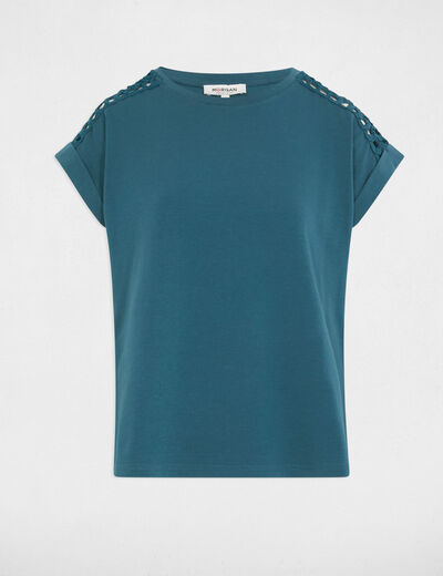 T-shirt manches courtes bleu pétrole femme
