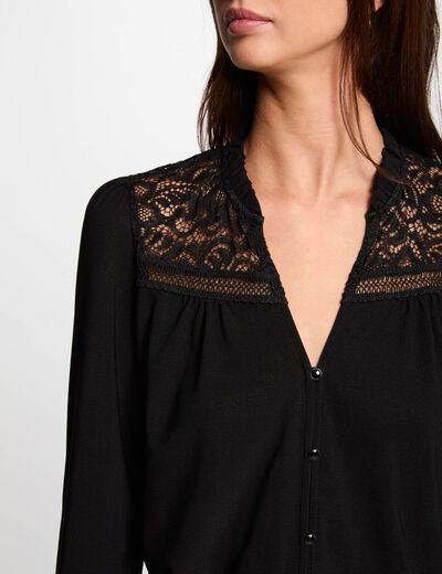 Langarm-T-Shirt schwarz damen