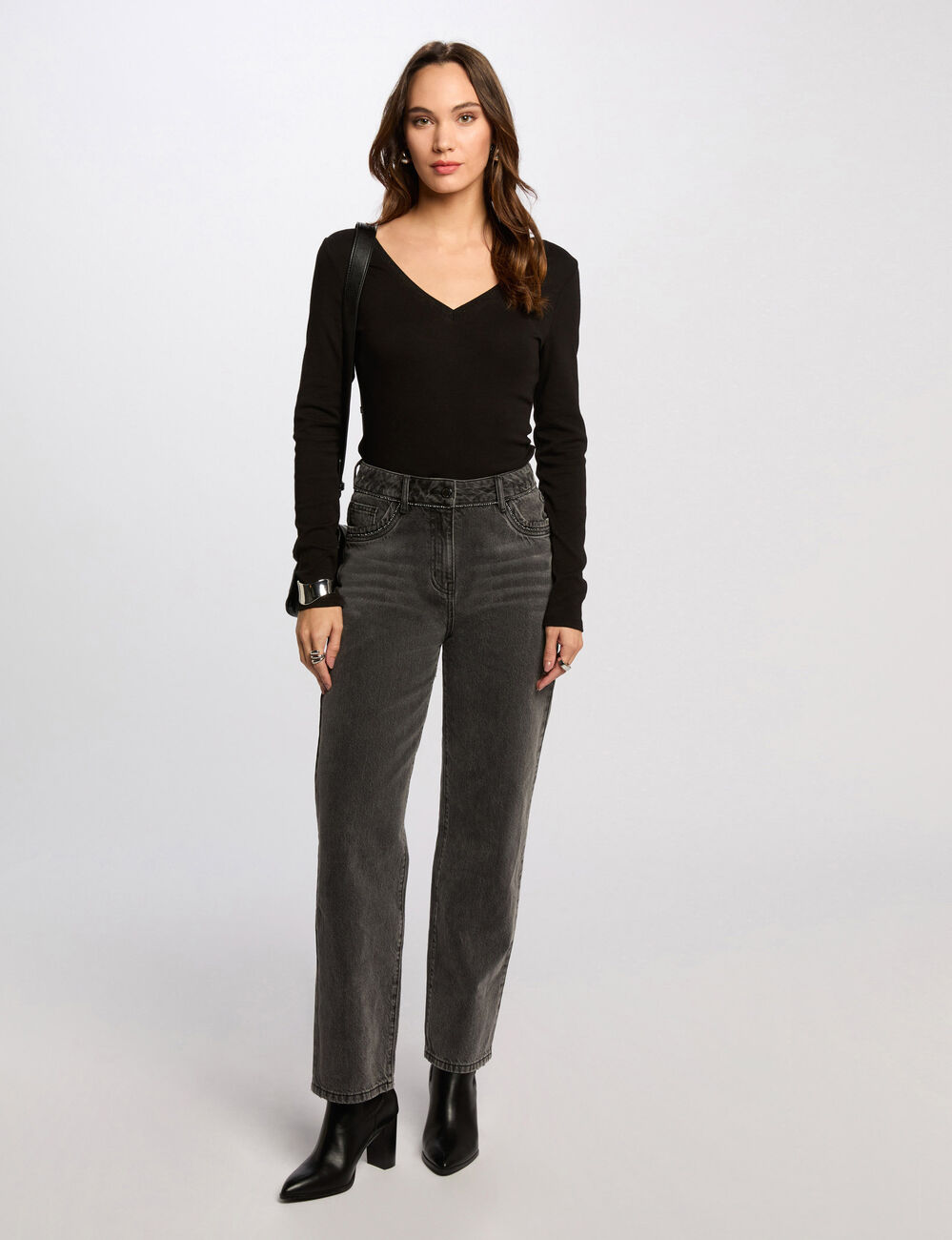 Langarm-T-Shirt schwarz damen