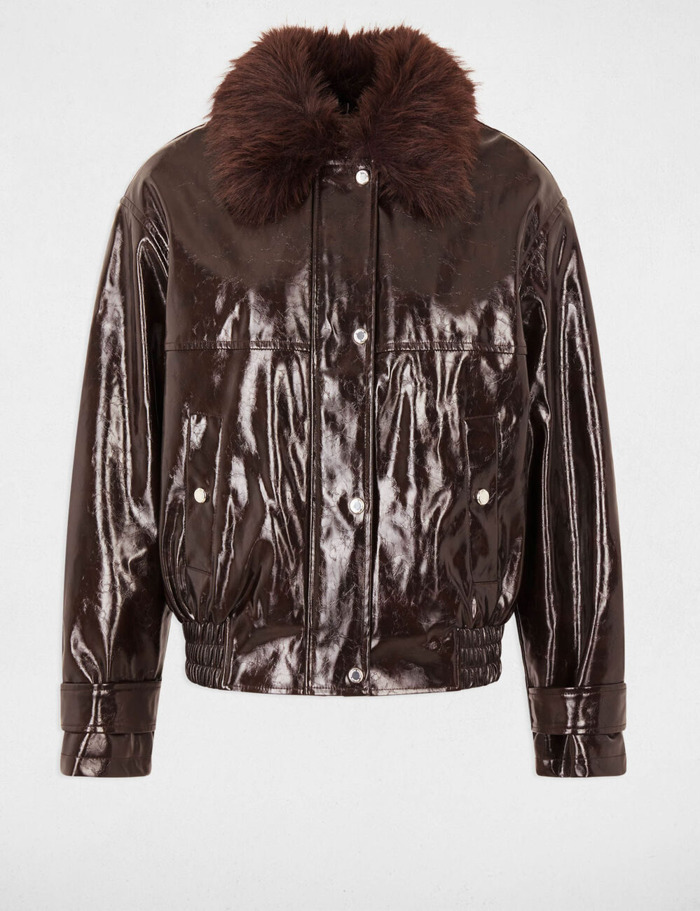 Blouson mit Fellkragen dunkelbraun damen